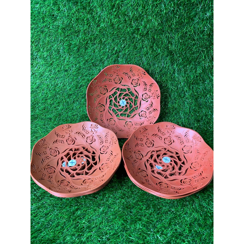 Piring Makan Coklat Kotak Rotan Anyam Galaxy Plastik Isi 12 Pcs