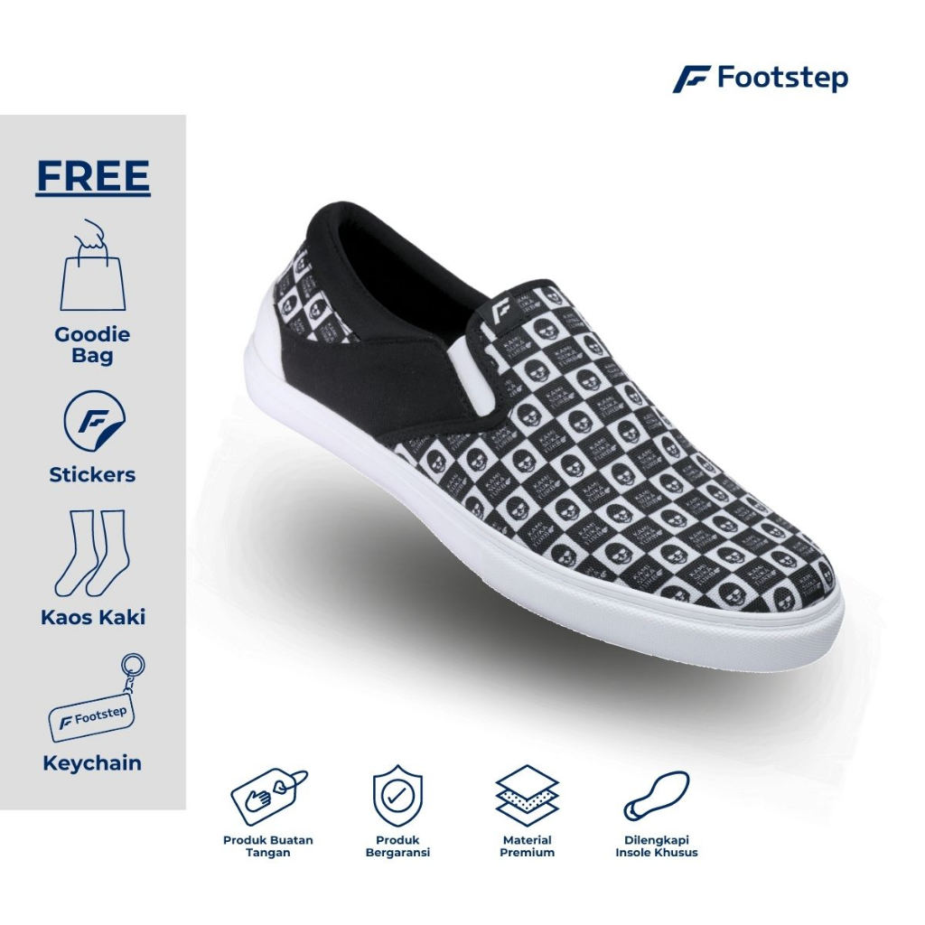 Footstep Footwear Exclusive Sepatu Pria Sneakers Motomobi Black White