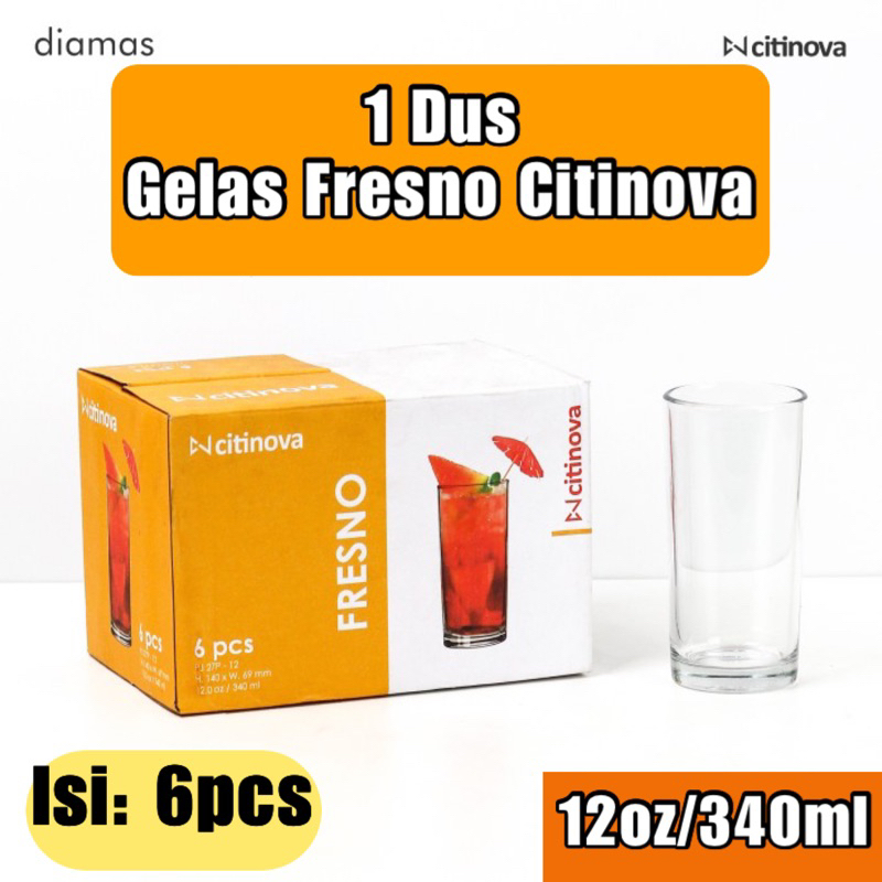 6pcs Gelas Kaca Bening Polos Fresno Citinova Gelas Hotel Polos