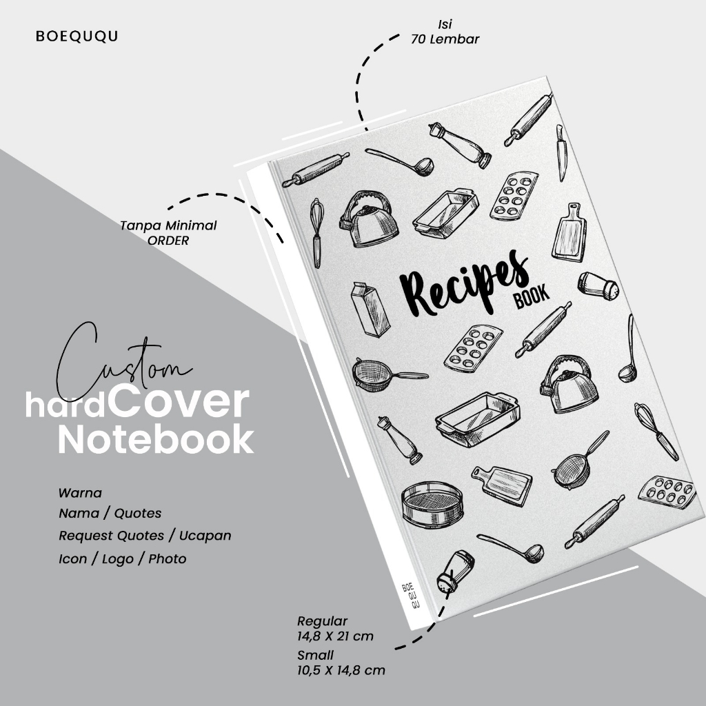 

[RECIPE BOOK] - Boeququ Buku Resep Hardcover / Recipe Book Custom Design A5 Kado Buku Resep Masakan