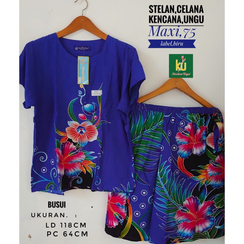 Setelan Celana Kulot Jumbo MODEL MAXI 75 KUB LD 120 CM Original Kencana Ungu Label Biru | Baby doll 