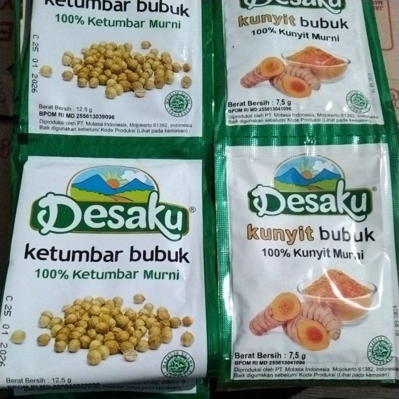 

Desaku ketumbar bubuk dan kunyit bubuk renceng isi 12 pcs