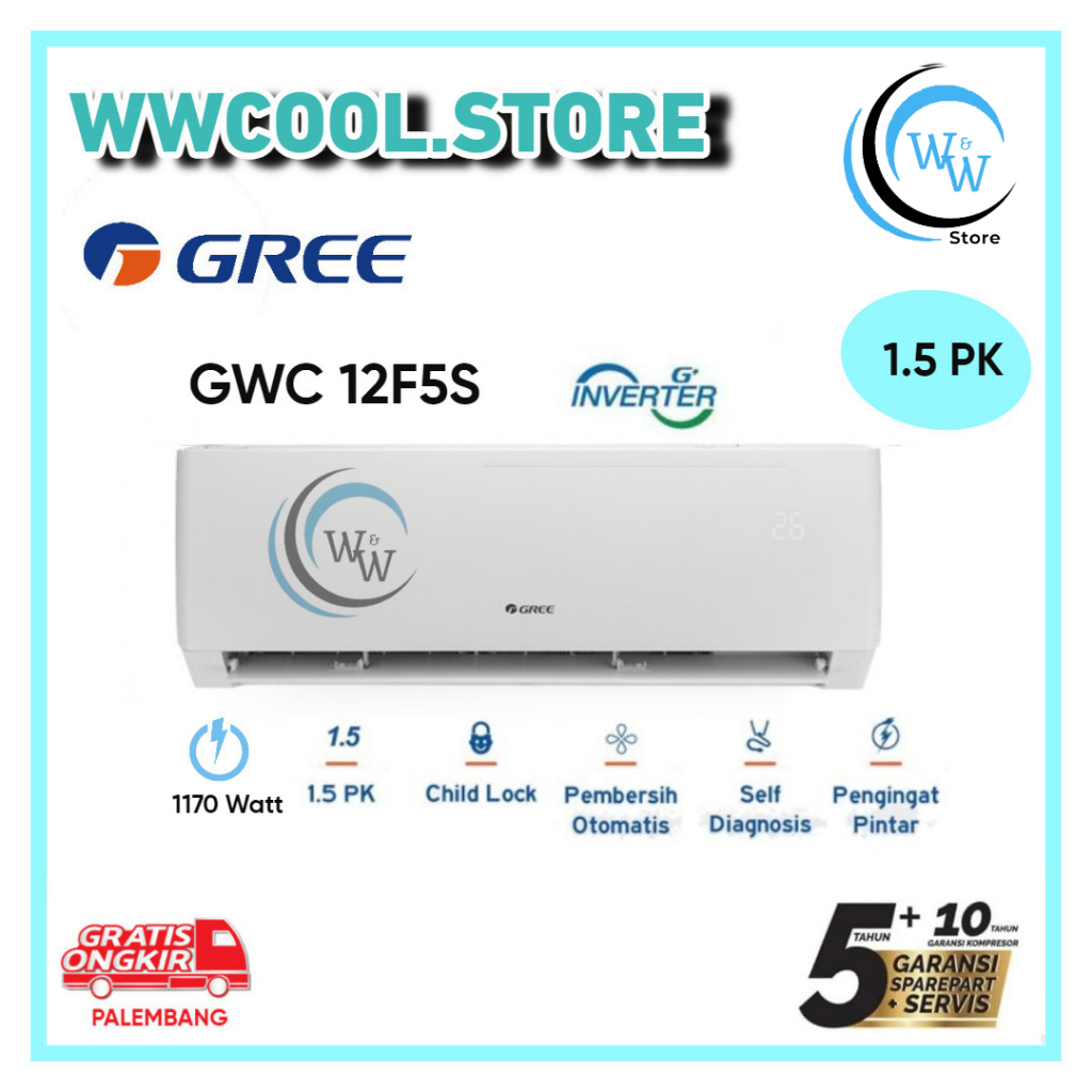 AC Gree Inverter 1 1/2 PK GWC 12F5S Inverter 1.5 PK