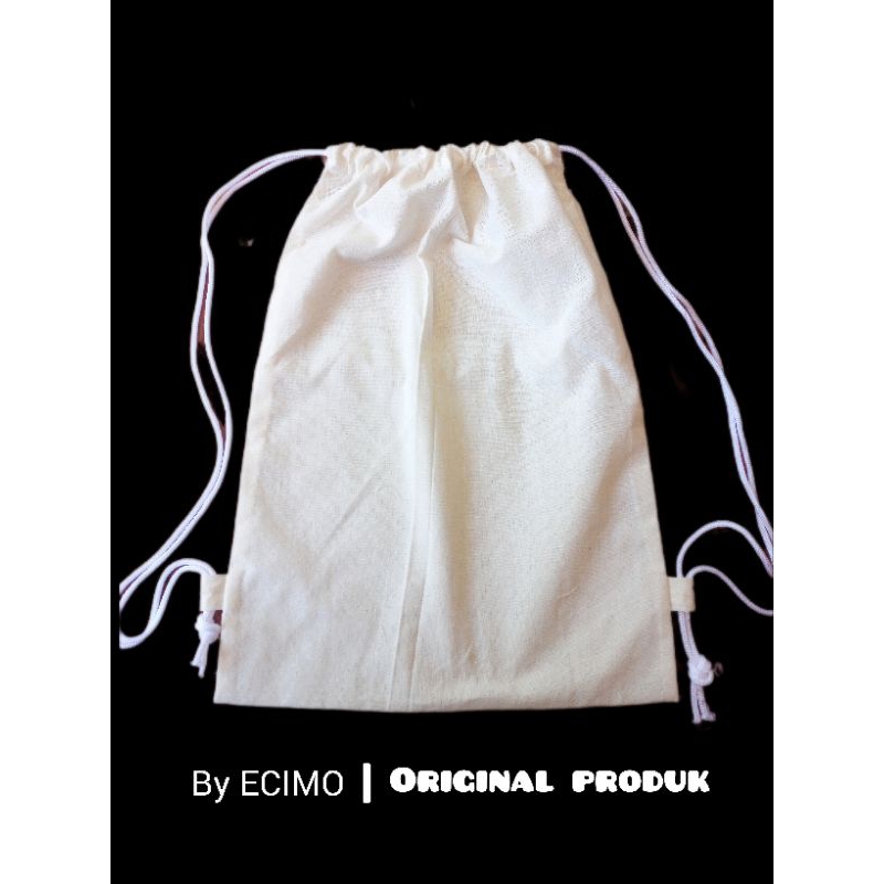Tas Kanvas Polos Putih Kain Blacu Tas Punggung String Bag Tas Futsal