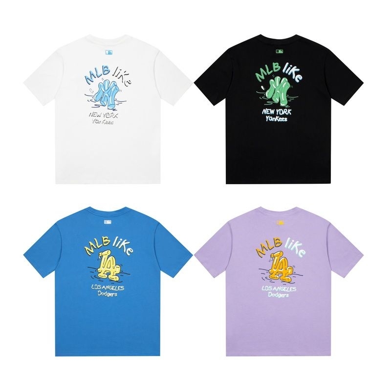 Tshirt Mlbe Like Back Logo LA NY Overfit Baju Kaos Korea Import Unisex Pria Wanita