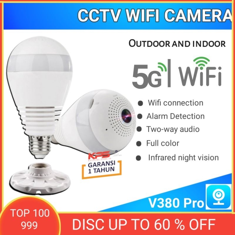 TERBARU IP Camera CCTV Bulb WiFi Panoramic V380 Lampu Bohlam VR Spy Cam Owlcam