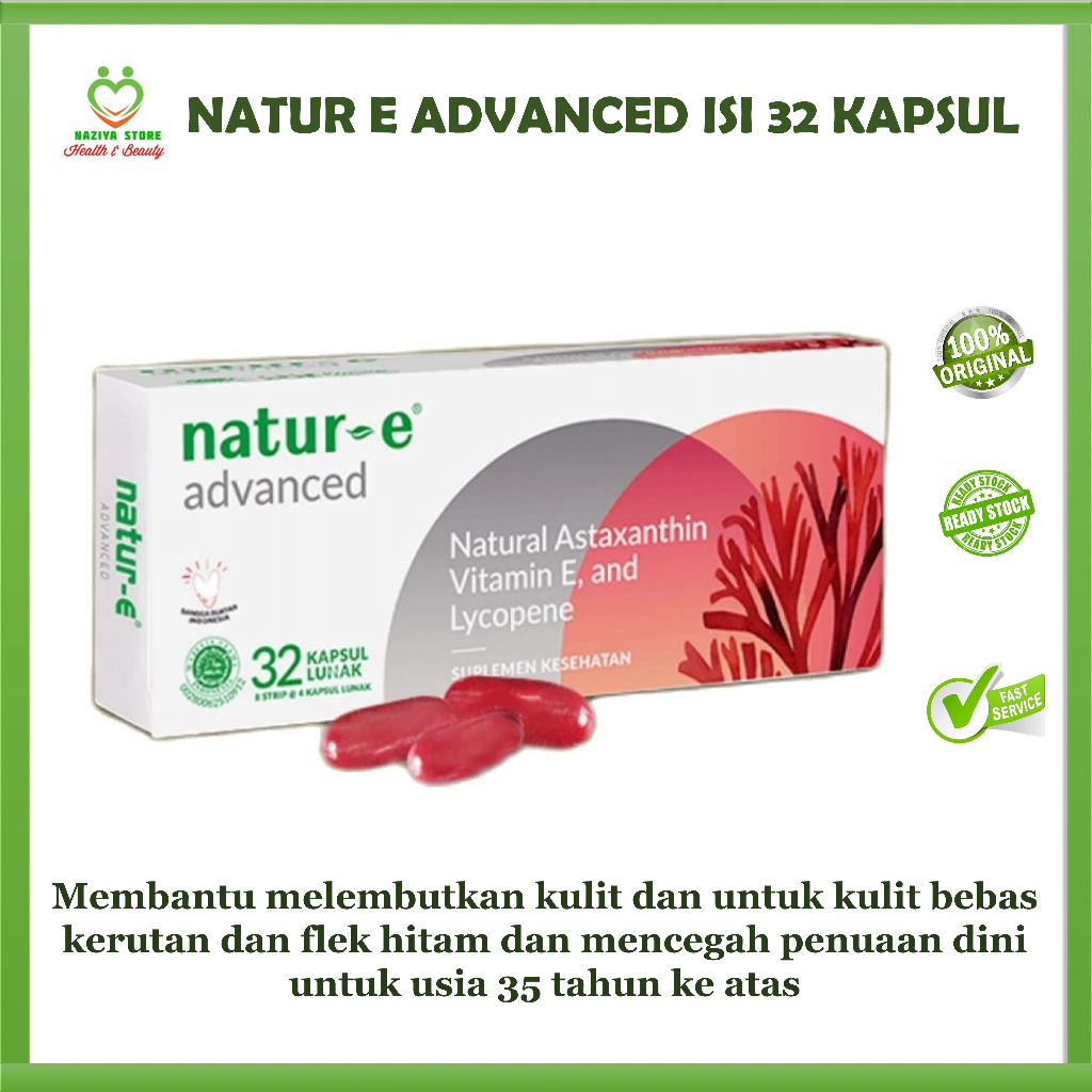 NATUR E ADVANCED Vitamin E Isi 32/Vitamin Kulit/Suplemen Kulit/Suplemen Kecantikan Isi 32 Kapsul