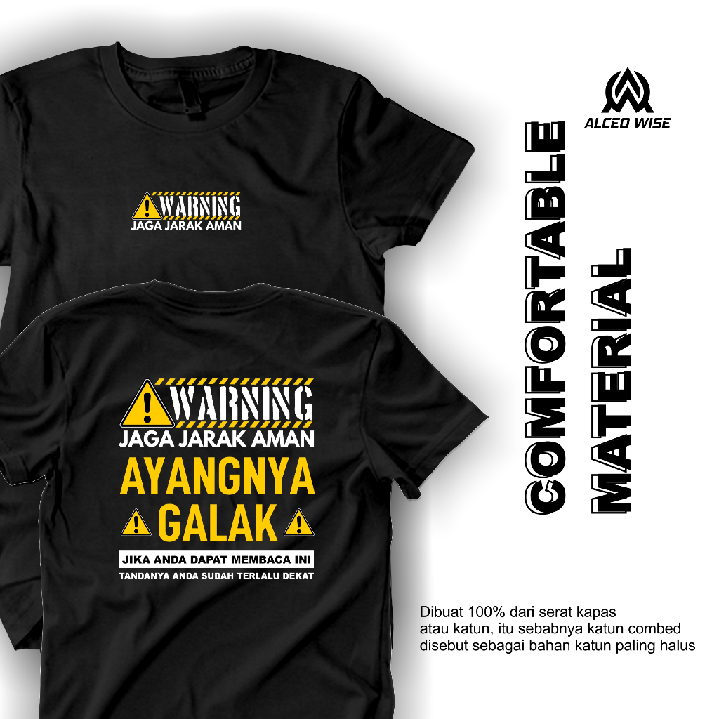 Baju Kaos Kata Kata Keren Warning Ayangnya Galak Tshirt Distro Pria