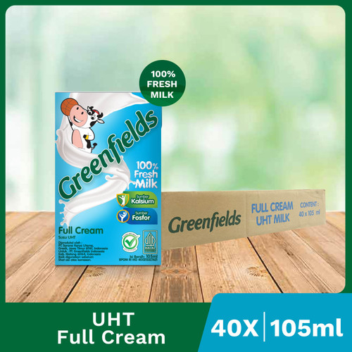 

x1 Karton kids mini 105mL Greenfields susu UHT Plain Full Cream 105 mL [Lebih Hemat]