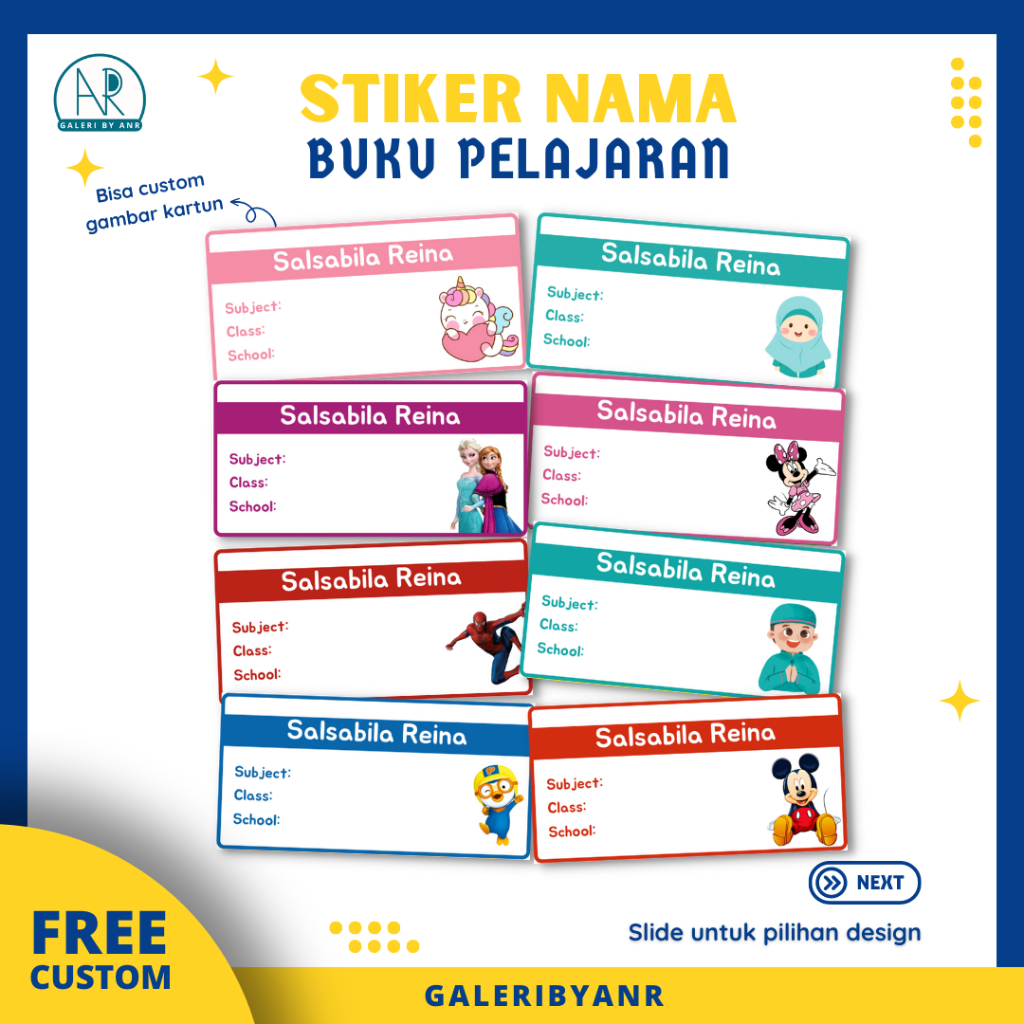 

D66 Sticker buku sekolah custom | Stiker mata pelajaran stiker nama stiker mapel Label buku pelajaran sekolah