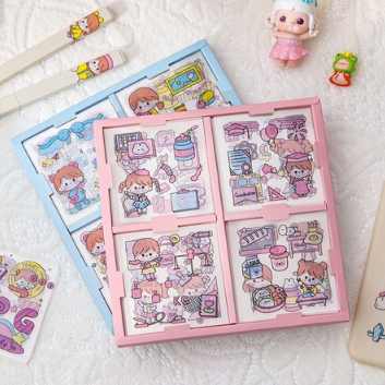 

(100 lembar) Stiker Aesthetic Design DIY Sticker Aestethic Motif Kartun Korea Anti Air Botol Hp Laptop Lucu Buku Diary Stiker 2D