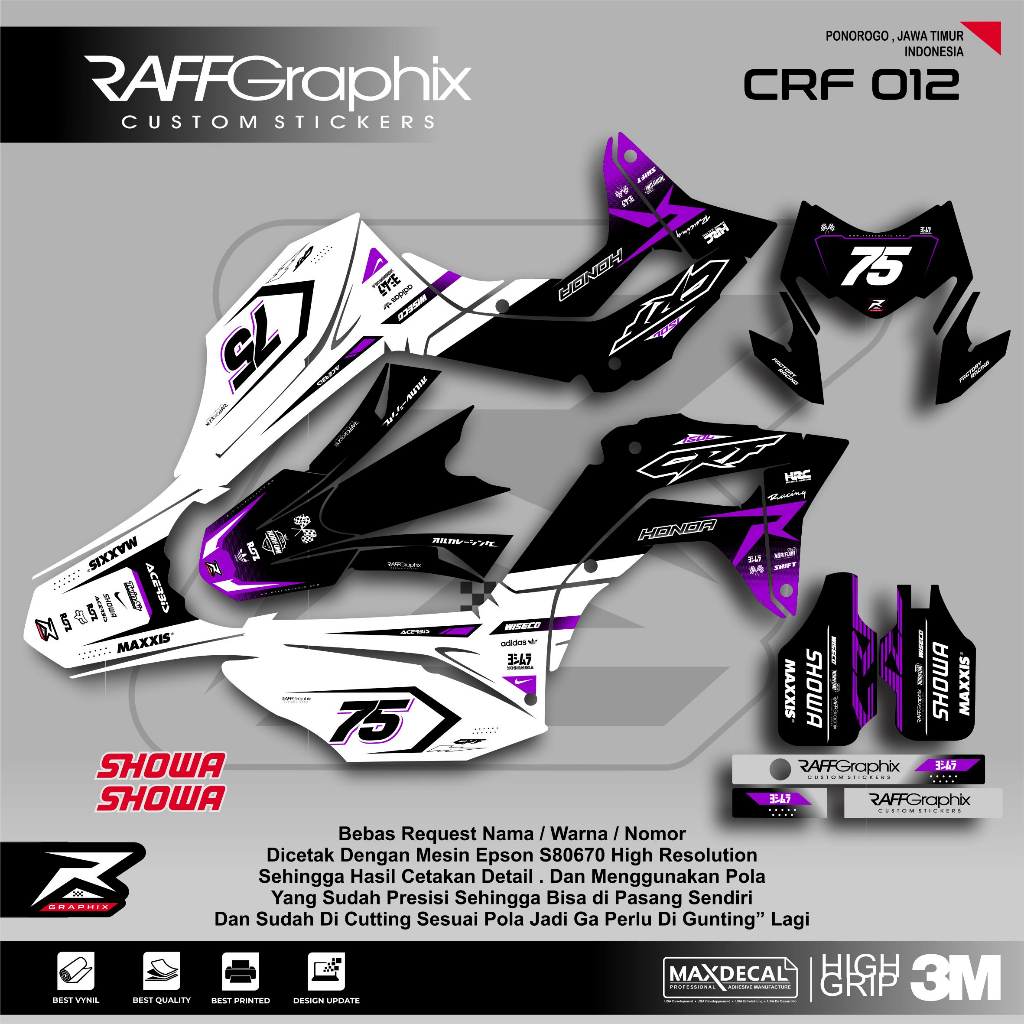 DECAL CRF MERAH PUTIH/STICKER CRF 150 /DECAL CRF SUPERMOTO KEREN