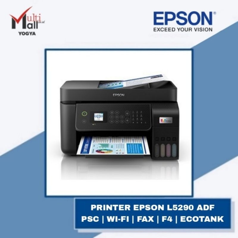 Printer Epson L5290 Print Scan Copy WiFi F4 FAX with ADF EcoTank (Free Tinta Original)