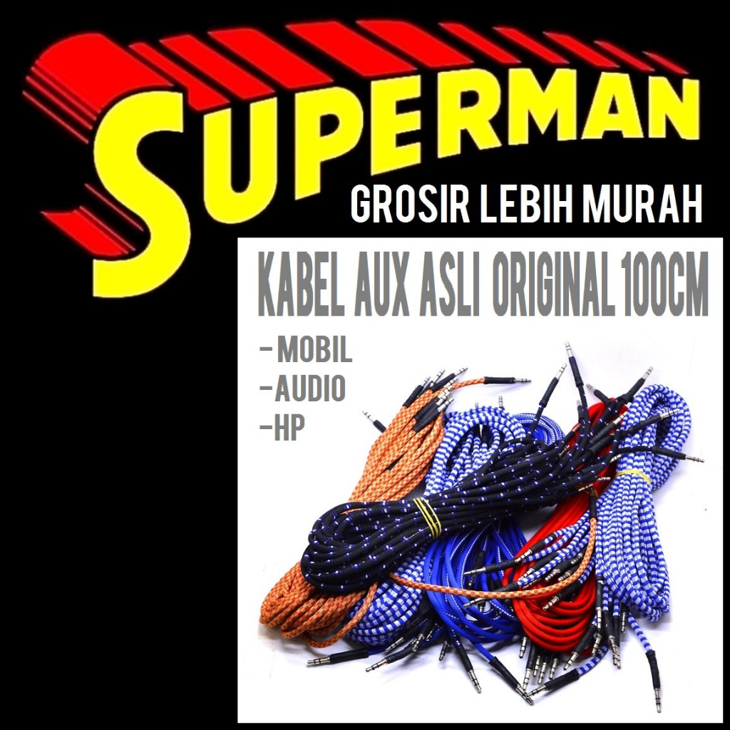 (11K) KABEL AUX AUDIO 3.5MM panjang a hp android samsung speaker mobil cable musik spotify superman 