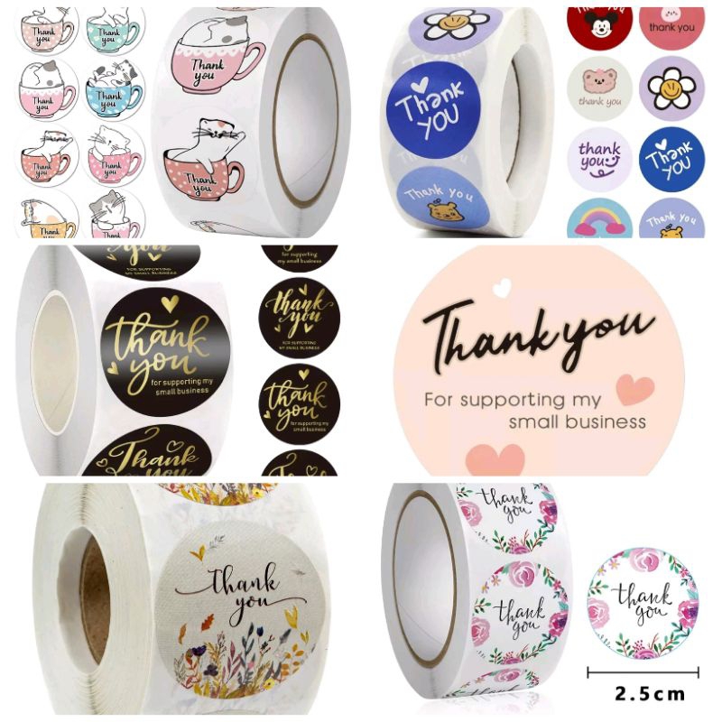 

(1 roll isi ±500 pcs) Stiker Label Terima kasih sticker thank you 25mm