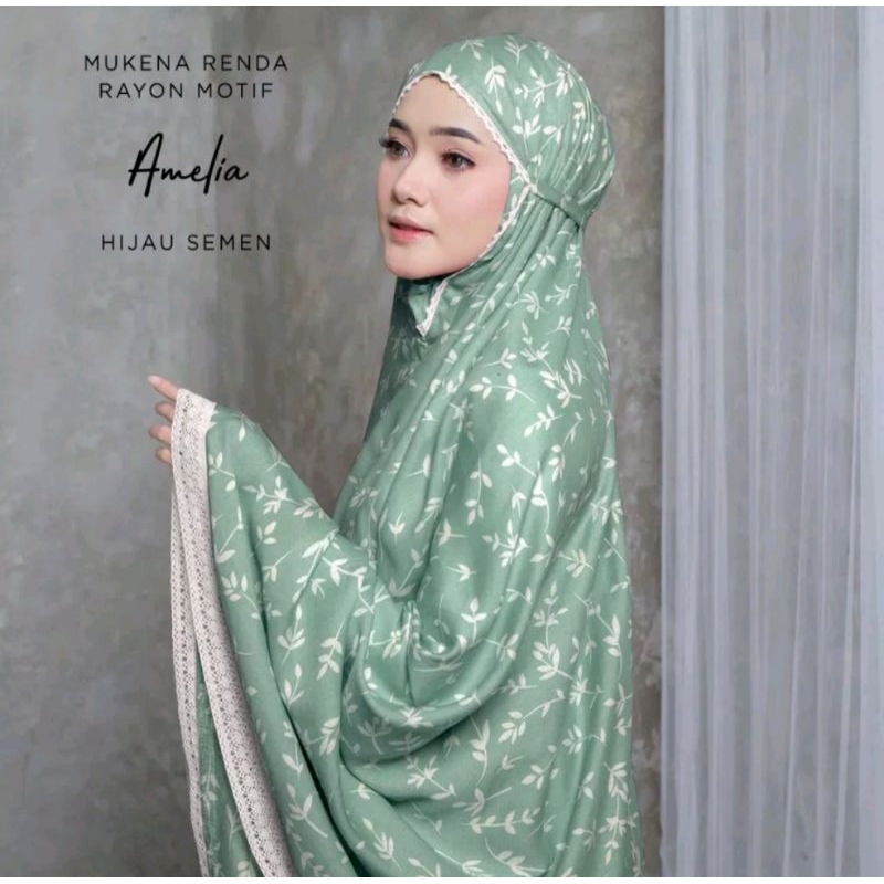 MUKENA BALI - MUKENA RENDA RAYON DEWASA MOTIF AMELIA