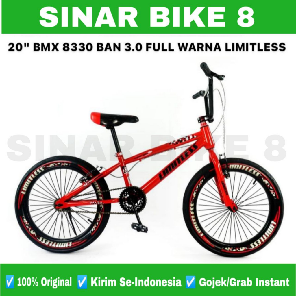 Sepeda Anak Laki BMX LIMITLESS 8330 Ban Jumbo 3.0 Warna 20 Inch