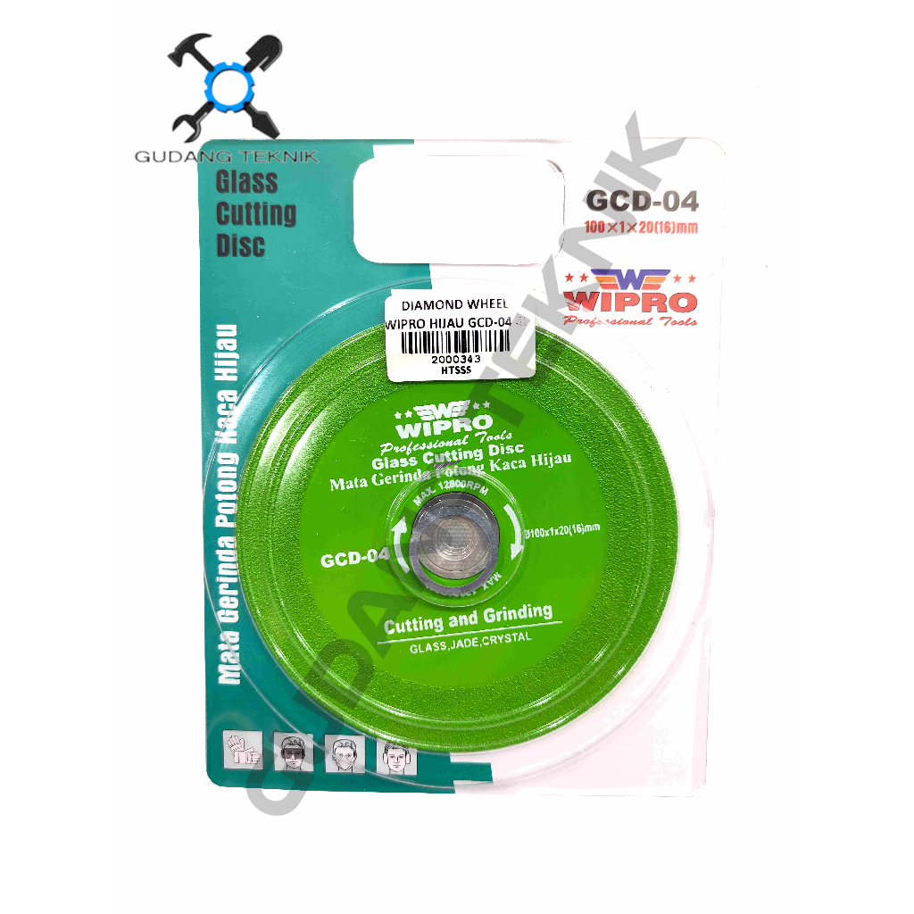 (GCD04 WIPRO) Mata Gerinda Potong Kaca Keramik 4" GCD04 WIPRO / Diamond Blade Glass Batu Gerinda Gri