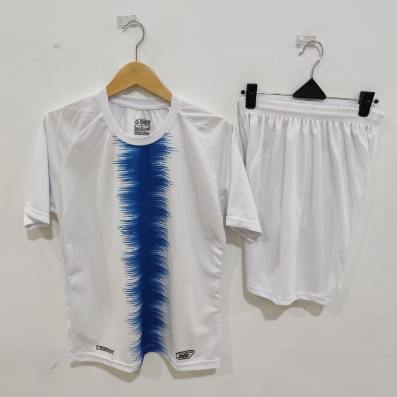 Stelan Jersey sepak bola futsal SUBLIM01 putih Lis biru | set futsal dewasa m l xl realpict