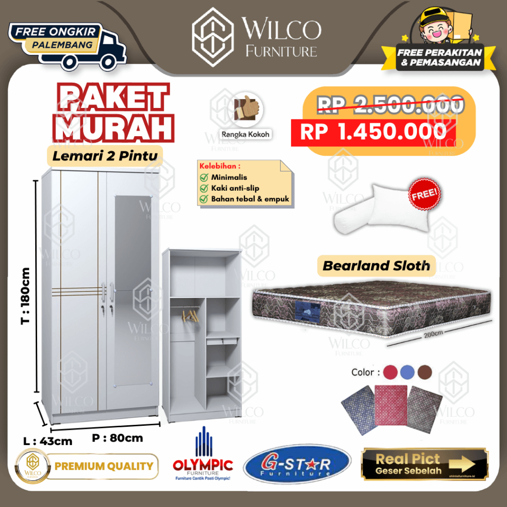 Paket Kasur Springbed Lemari 2 Pintu Murah Paket Furniture Palembang Termurah Paket A