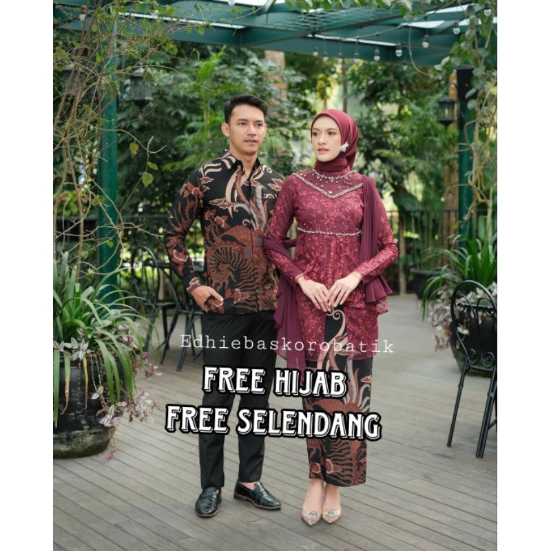 Set Couple KALUNA MAROON Kebaya Modern Kebaya Lamaran