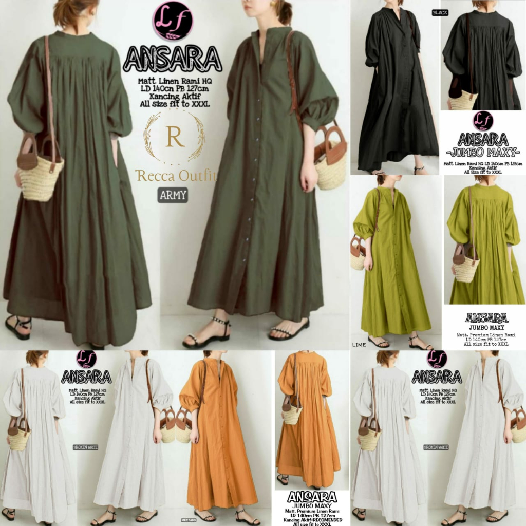 Ansara Maxy Dress Super Jumbo Ld 140 Long Tunik Panjang 7XL Suju Polos Terbaru