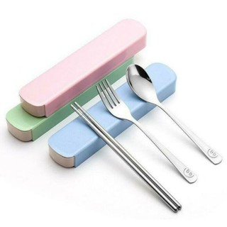 COD 100 GRAM SENDOK GARPU STAINLESS STEEL SUMPIT ALA KOREA SENDOK GARPU SUMPIT SET TRAVEL SOUVERNIR 