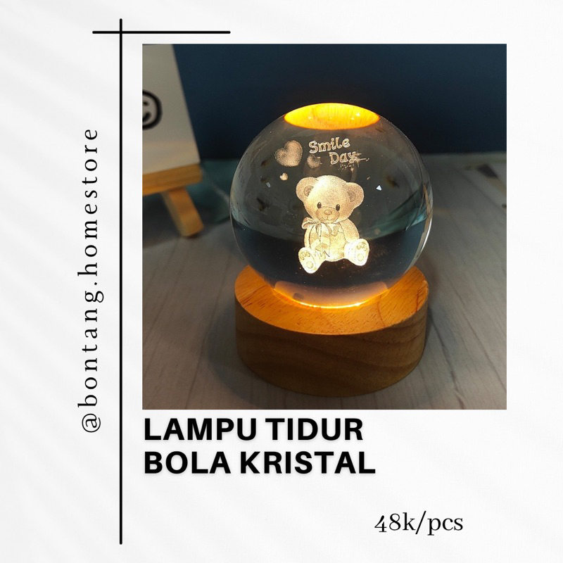 LAMPU TIDUR BOLA KRISTAL || LAMPU TIDUR KRISTAL KACA MOTIF