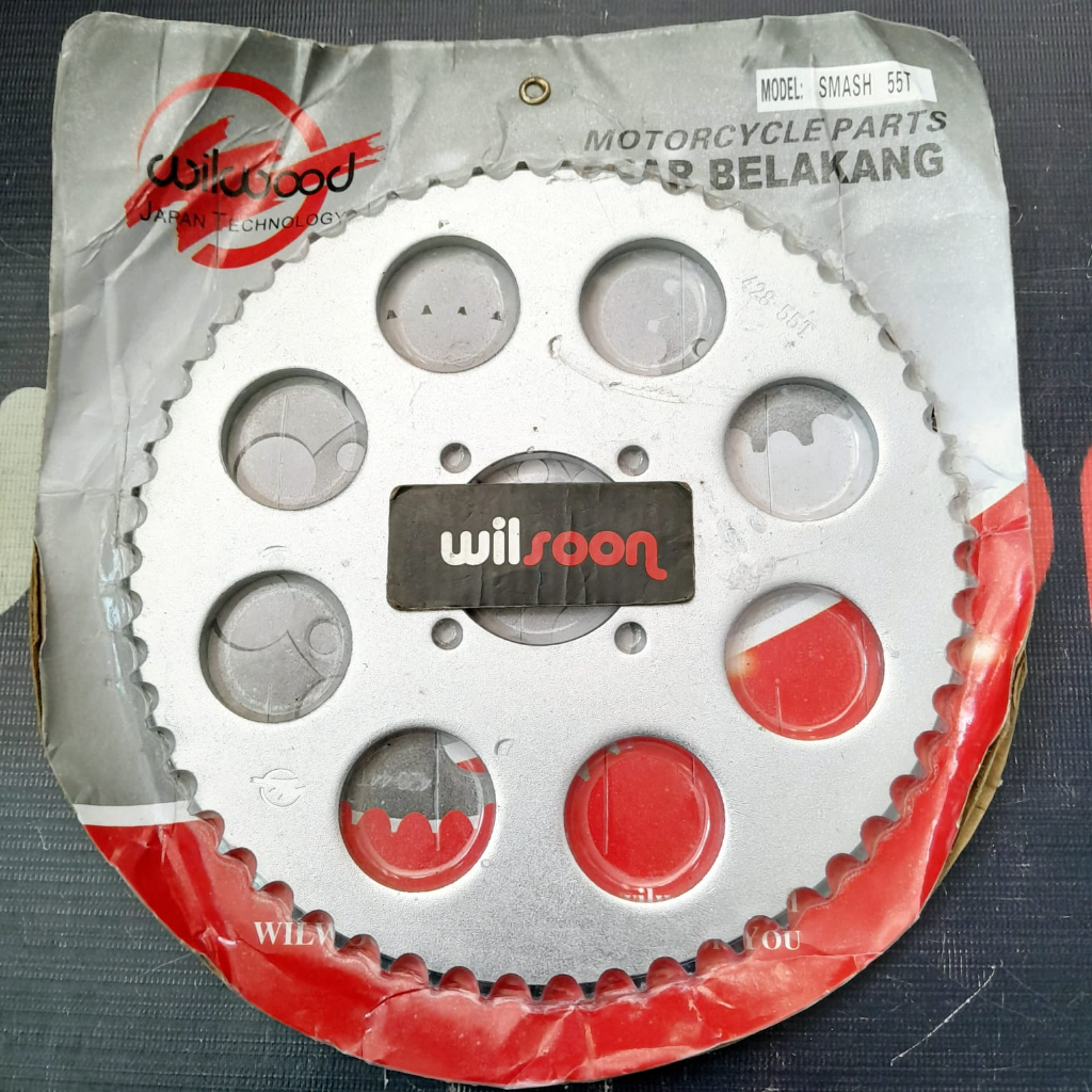 Gir ger Gear Belakang / Rear Sprocket Gear Suzuki Smash / Shogun New 428 - 55T Wilwood Chrome