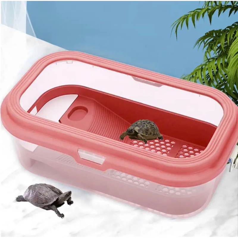 Merah Medium Kandang Hewan Rumah Reptil Kura Kura Aquarium Tortoise Drying Akuarium Pet Cage Turtle 