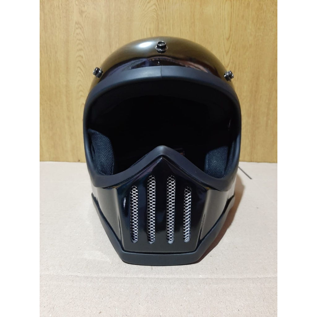 Helm cakil list hitam-helm cakil retro custom bandit minimoto m30 custom izahhelmet