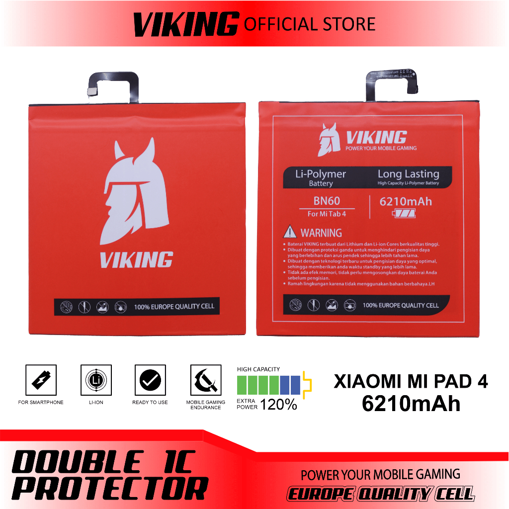 VIKING Baterai Xiaomi Mi Pad 4 BN60 Double Power