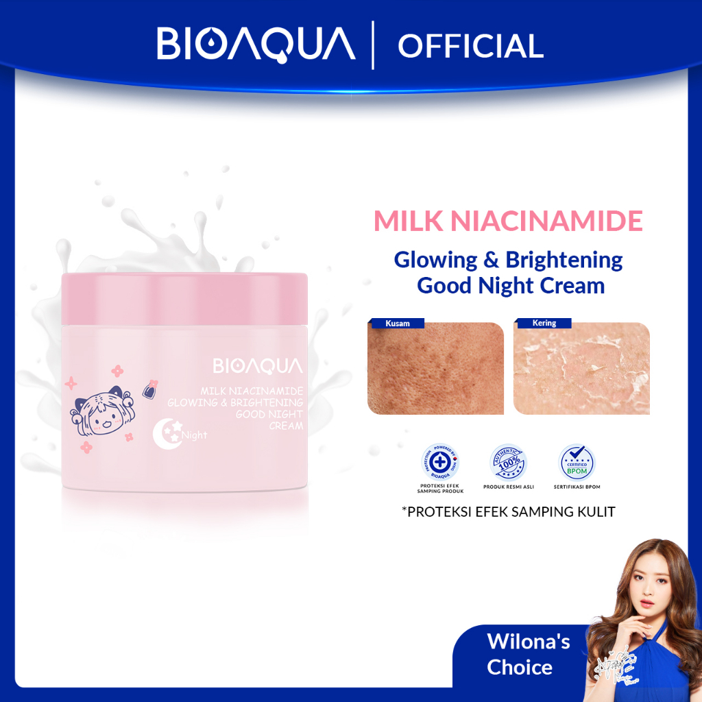 BIOAQUA Milk Niacinamide Glowing &amp; Brightening Skincare Series Cleanser / Toner / Sunscreen / Night Cream