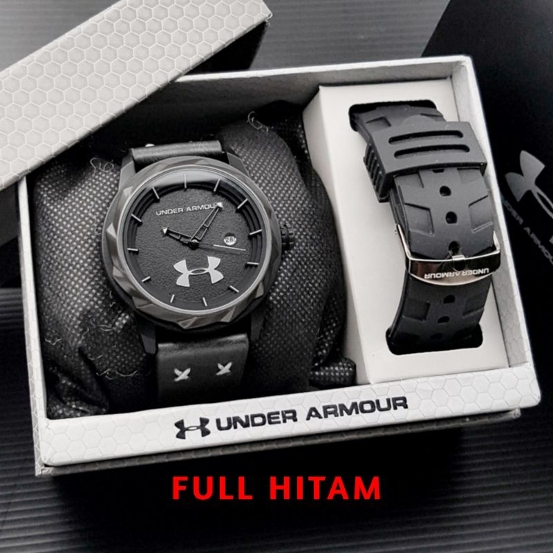 JAM TANGAN PRIA UA83828 / JAM TANGAN FASHION PRIA LEATHER STRAP FREE RUBBER STRAP INCLUDE BOX EKSLUS