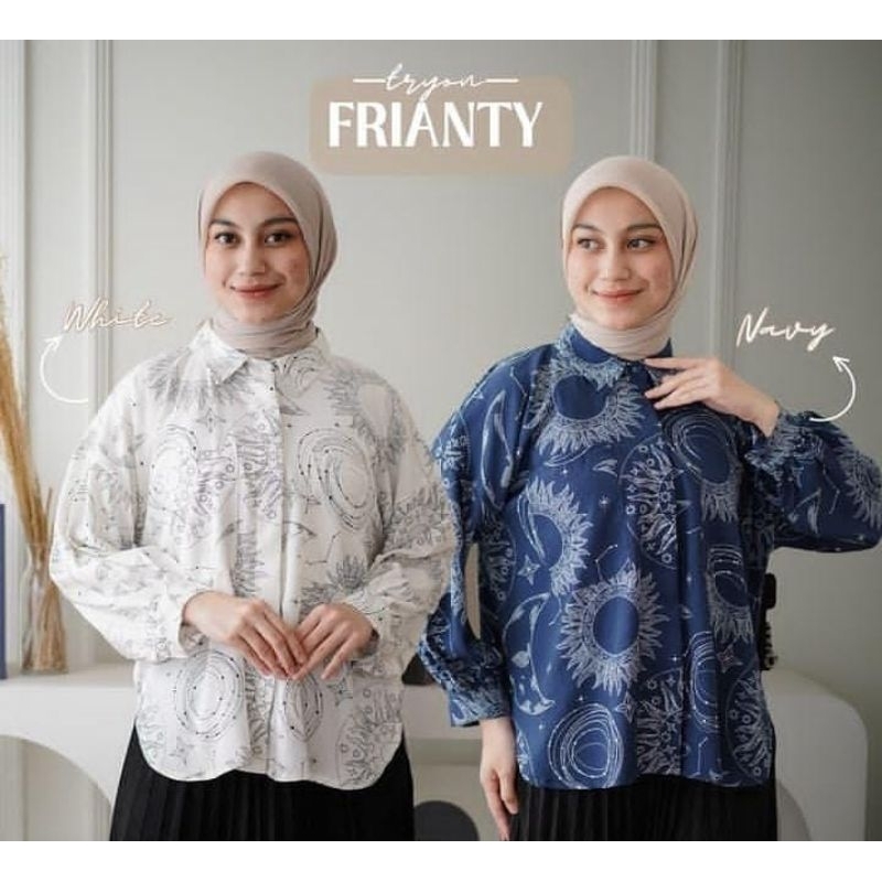Kemeja printing wanita casual - Baju atasan wanita outfit kuliah - Kemeja wanita