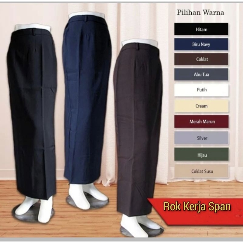 Rok kerja span panjang,Rok kerja hitam muslimah syar'i || Rok Formal /Rok kerja rempel belakang