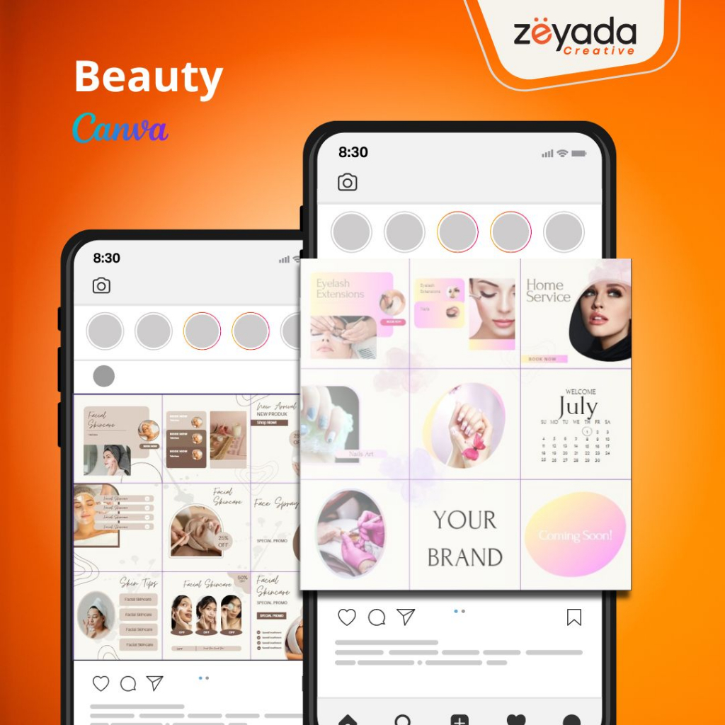 Template Puzzle Instagram Skin care Kecantikan Salon Canv 9 Feed