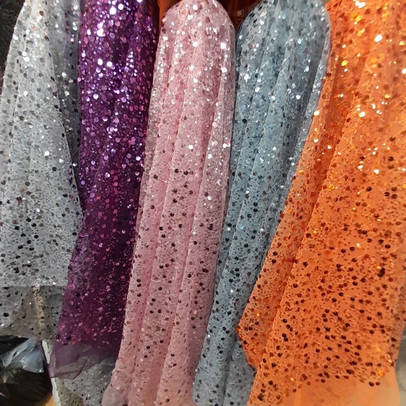 PromoKain tile siquen mutiara full payet kain kebaya tile full payet sequen terbaru