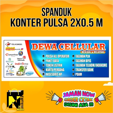 Spanduk banner backdrop Konter pulsa murah bisa custom / Banner Konter pulsa keren dan murah terbaru