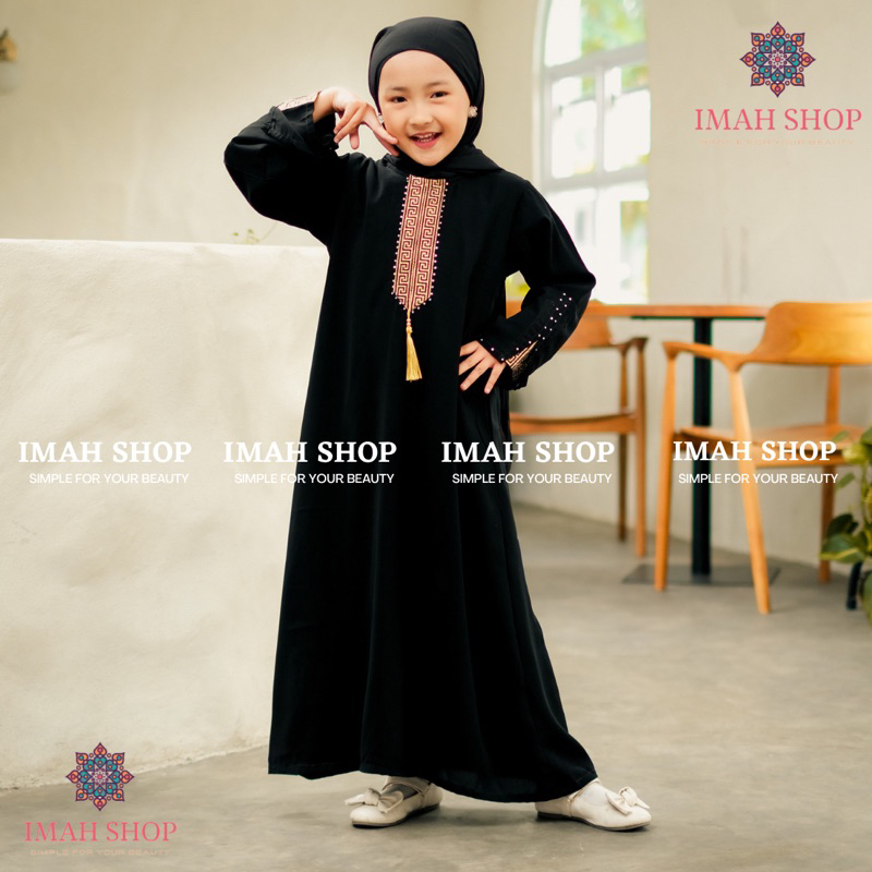 Abaya Gamis Anak Perempuan Maxi Dress Arab Saudi Bordir Zephy Turki Umroh Dubai Turkey India Wanita Hitamjo Haidy Kids By Imah Shop