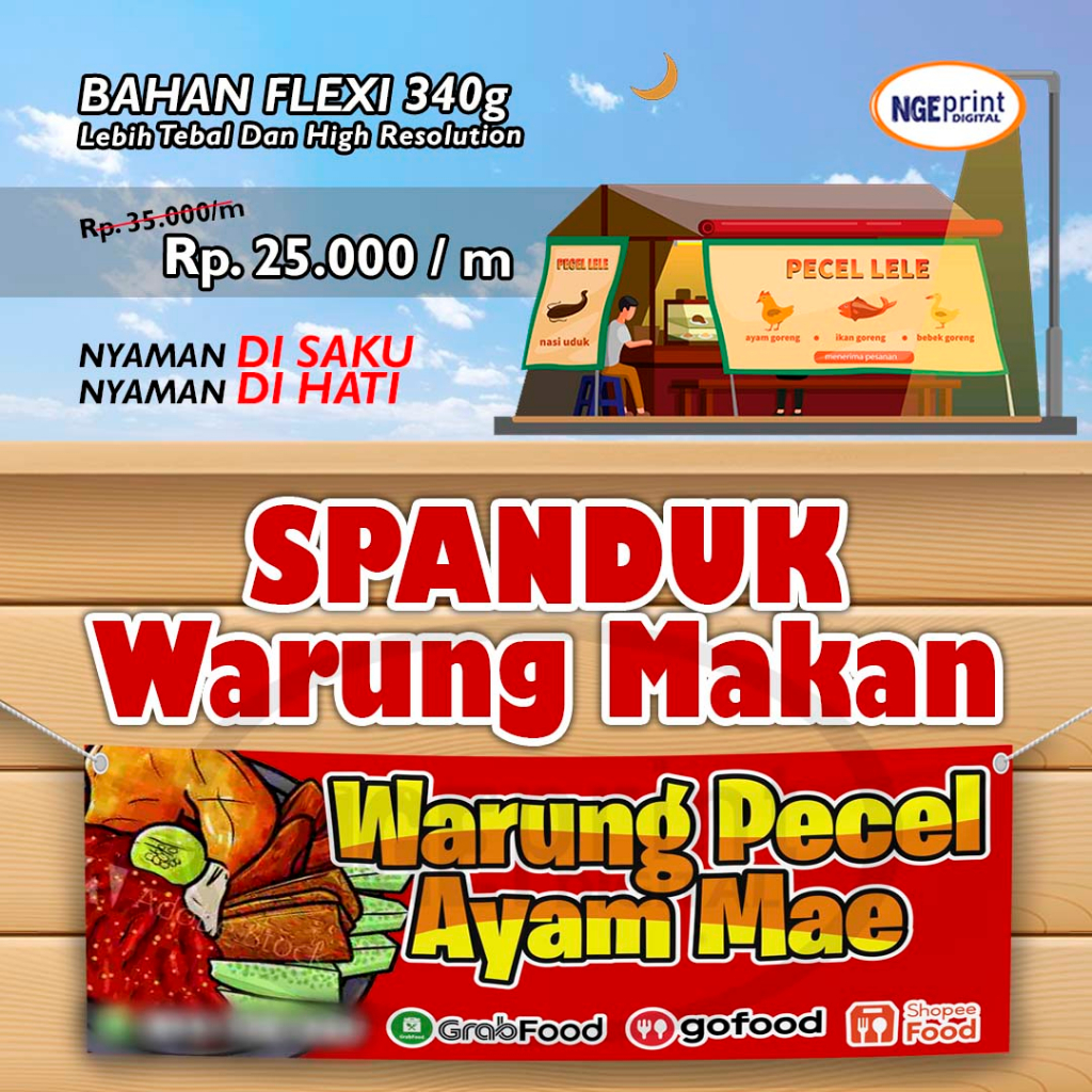 Banner Warung Makan / Banner Kedai / Banner Usaha Makanan Kedai Murah Bebas Custom FREE DESIGN
