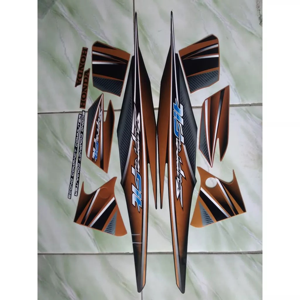 stiker striping honda supra fit new 2006 hitam coklat lis body original