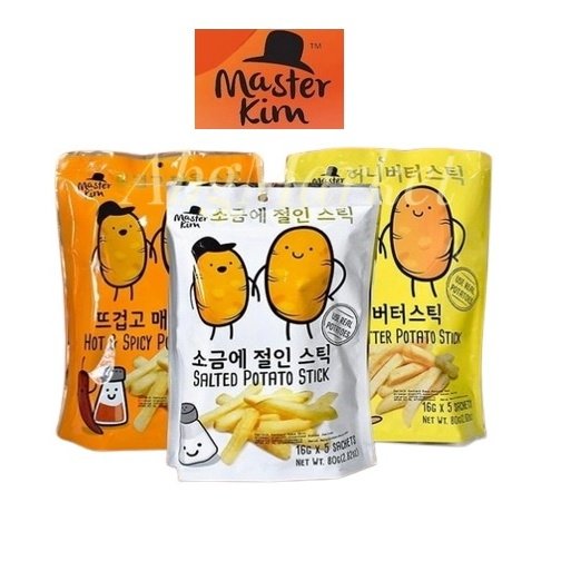 

Master Kim potato snack , Salted, Spicy, Honey butter/Potato chips/ French fries 80grm