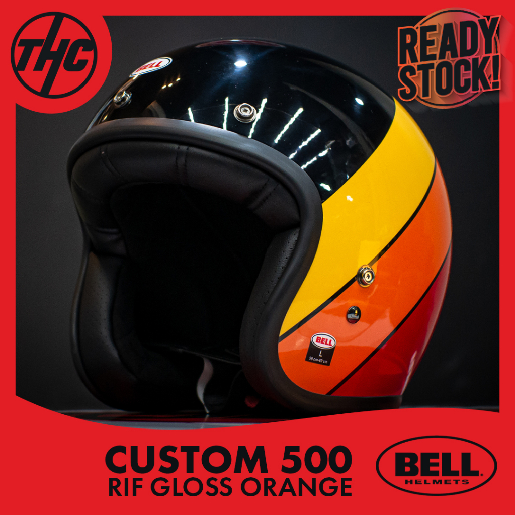 BELL CUSTOM 500 RIFF GLOSS ORANGE ORIGINAL HALF FACE HELMET CLASSIC RETRO ORIGI USA