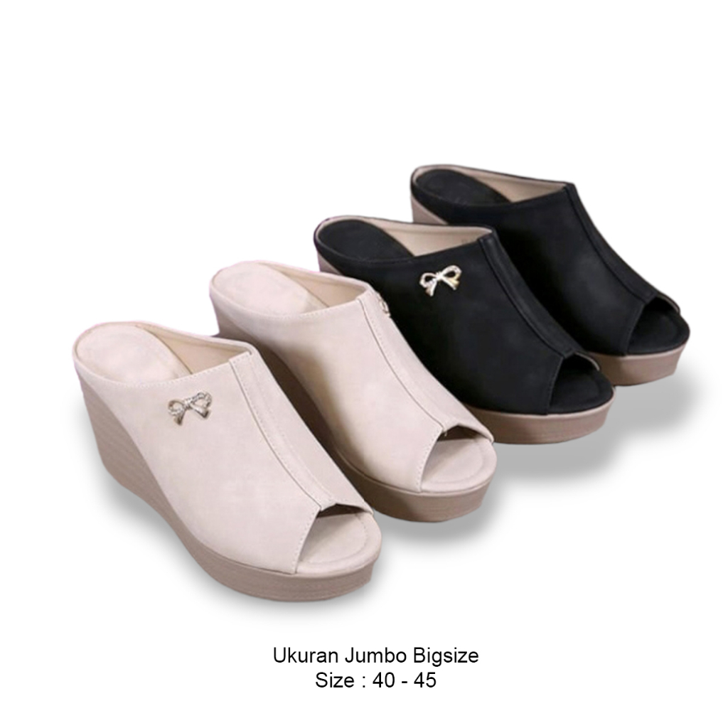Sandal Wedges Selop Tinggi Size 40 41 42 43 44 45 | Sendal Pesta Wanita Ukuran Jumbo Besar