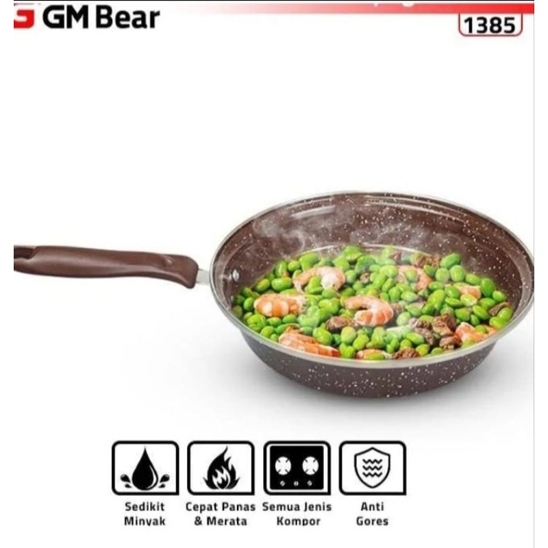 GM Bear Wajan Enamel 1385-Enamel Frying Pan 24cm