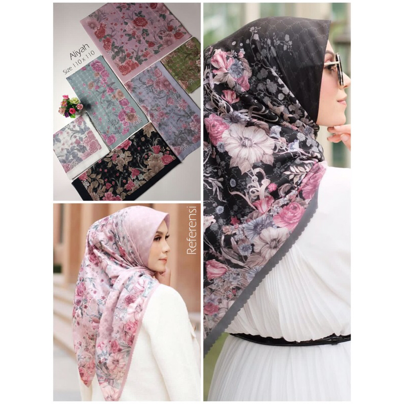 hijab segi empat voal motif laser cut premium / segi empat motif / hijab laser cut / motif voal