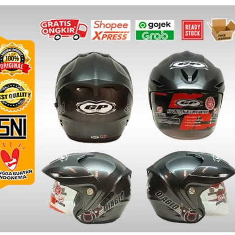 Helm Hal Face GP Diablo Solid Size L, SNI