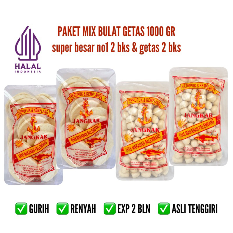 

Paket Super Besar 2 Bks & Getas 2 Bks 1000Gr | Kerupuk Kemplang | Asli Tenggiri