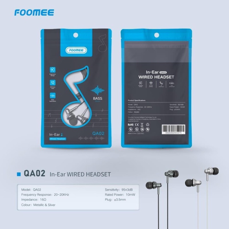 Earphone Foomee QA02 Of Wired